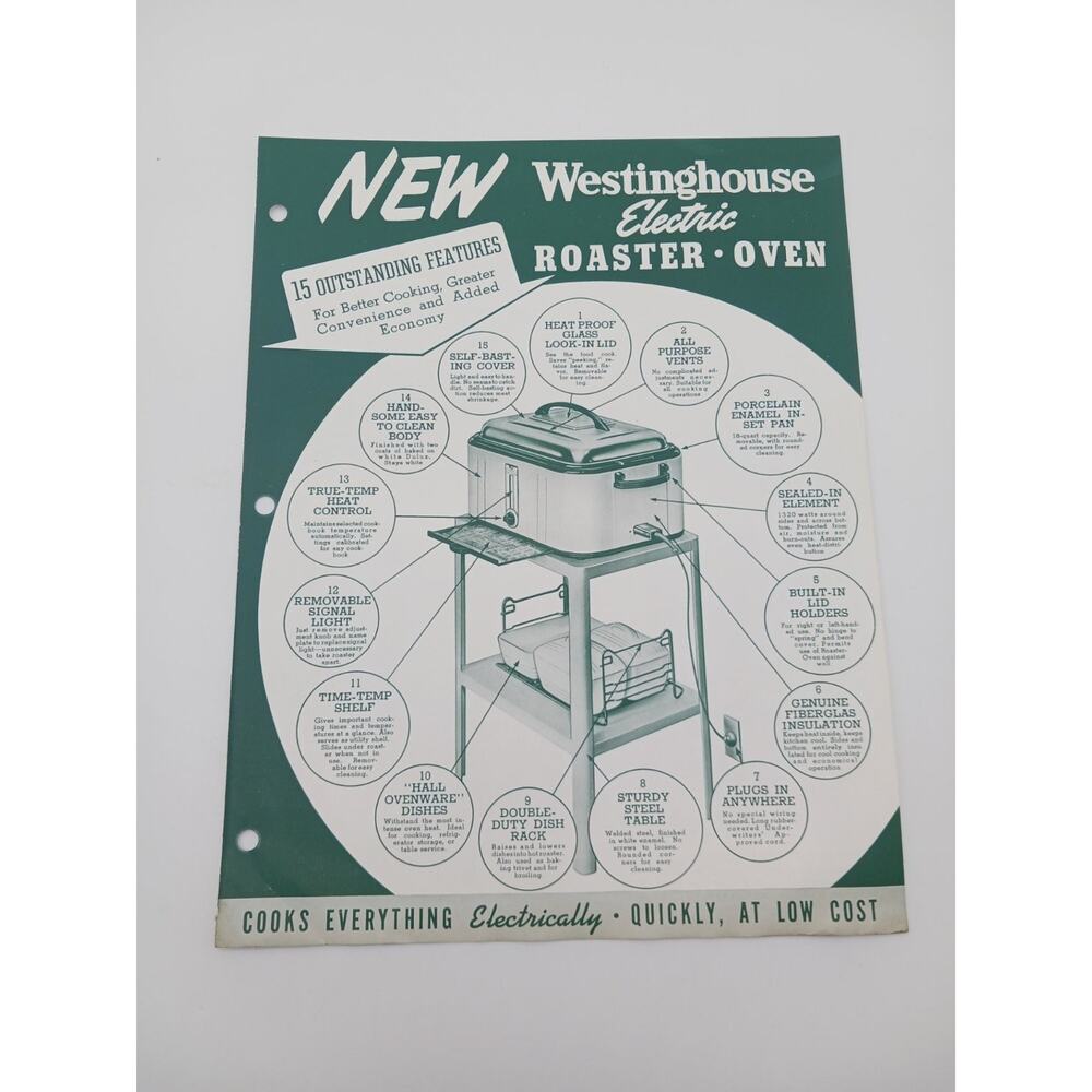 1940 Westinghouse Electric Roaster-Oven Appliance Sales Brochure Flyer
